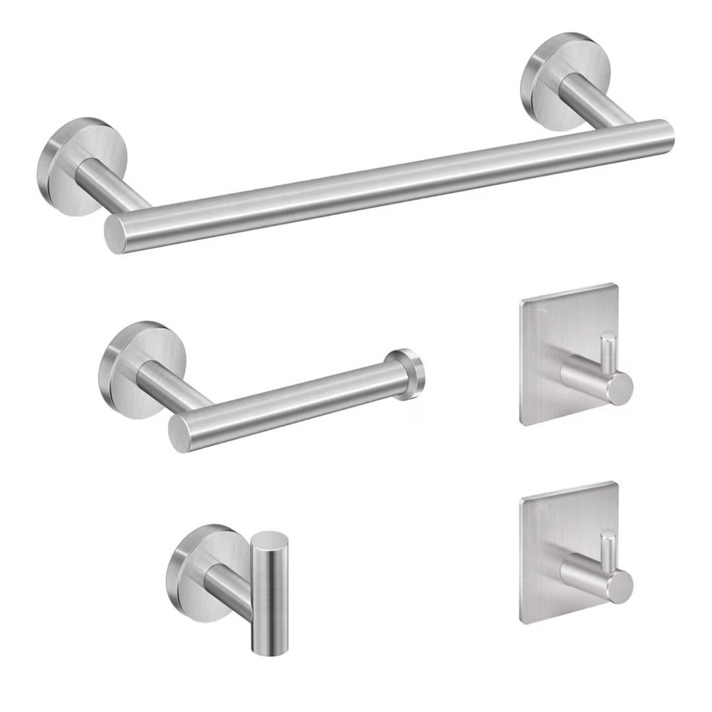 5-Pieces Bathroom Hardware Set Brushed Nickel